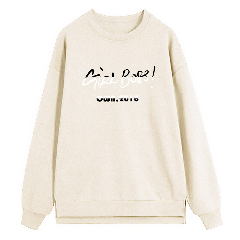 Autumn cotton sweatshirt with a round collar