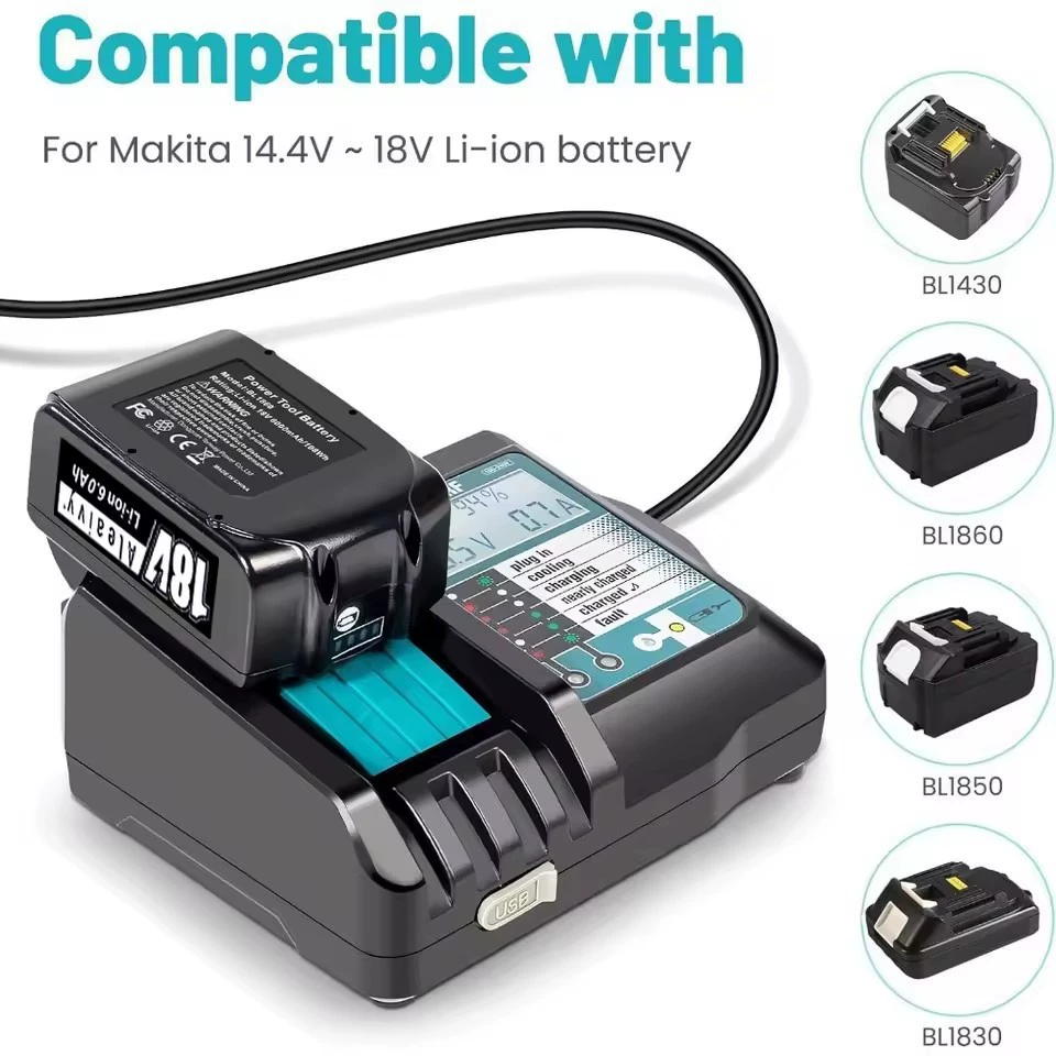 Зарядное устройство для аккумулятора 14.4В–18В BL1860B BL1830 BL1415 DC18RF, USB-зарядка