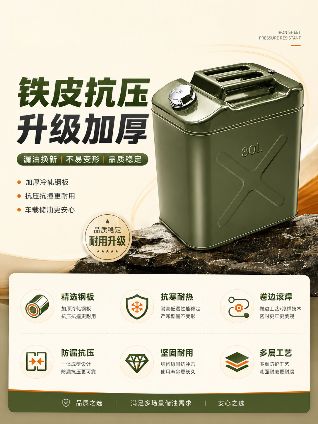 Portable Car-mounted Iron Gasoline Barrel 5L 10L 20L 30L Sealed Leak-proof Refueling Canister Diesel Barrel Gasoline Barrel