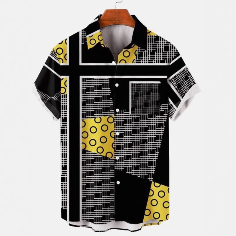 Herren Sommerhemd Mit 3d Gitarren Druck Modisch Locker Geschnitten_voghion.com