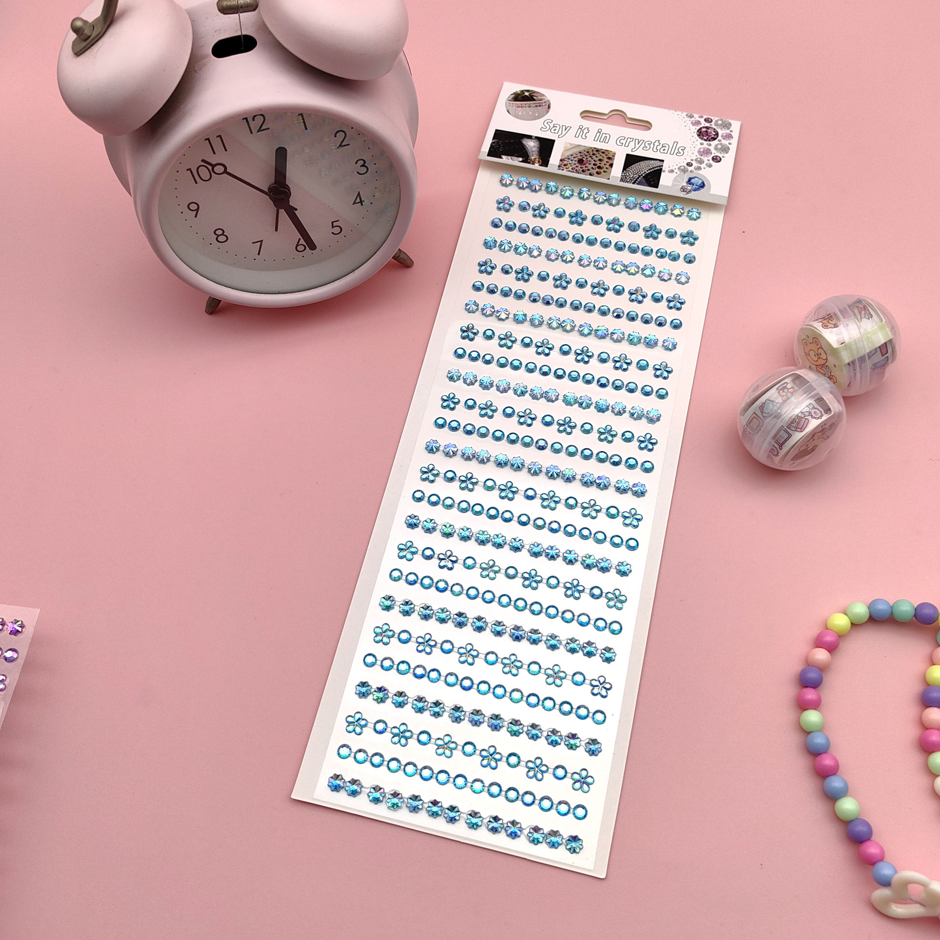 Coloridas pegatinas de flores de hielo para niños gema de diamantes de color AB pegatinas de cristal acrílico de juguete princesa pequeñas pegatinas al por mayor
