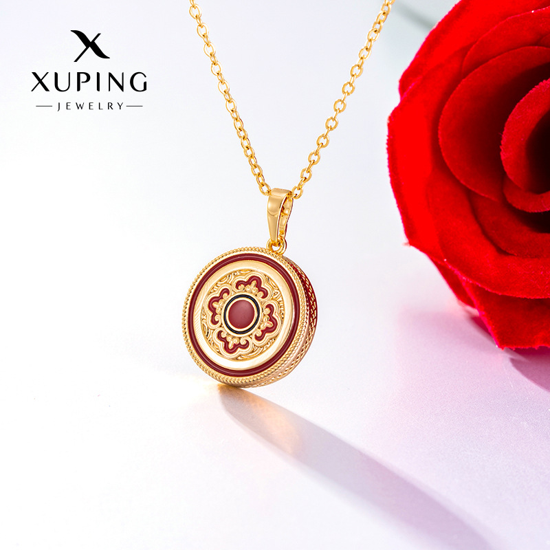 Xuping estilo ligero de lujo colgante estilo nacional temperamento simple goteo de aceite serie de aleación de cobre collares de Año Nuevo al por mayor mujeres
