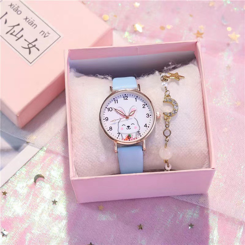 Fresh girl's watch cute cartoon rabbit women's watch student Korean style simple Mori quartz watch
