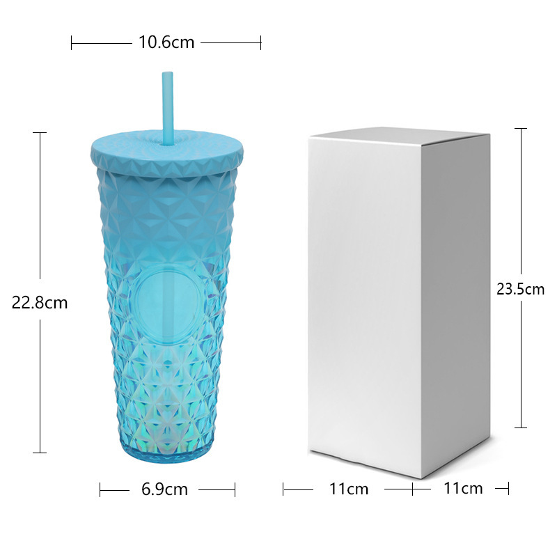 新しい工場直送の大容量ドリアンカップ、クリエイティブな二層プラスチックウォーターカップ、インターネットセレブの高価値ストローカップ|undefined