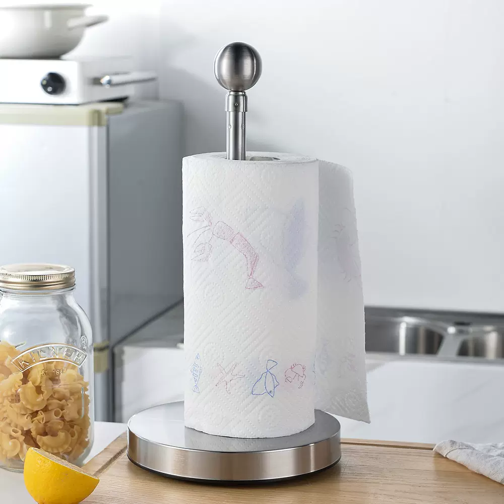 现货免打孔立式纸巾架吸底纸巾座厨房卷纸架卷纸器不锈钢纸巾架
