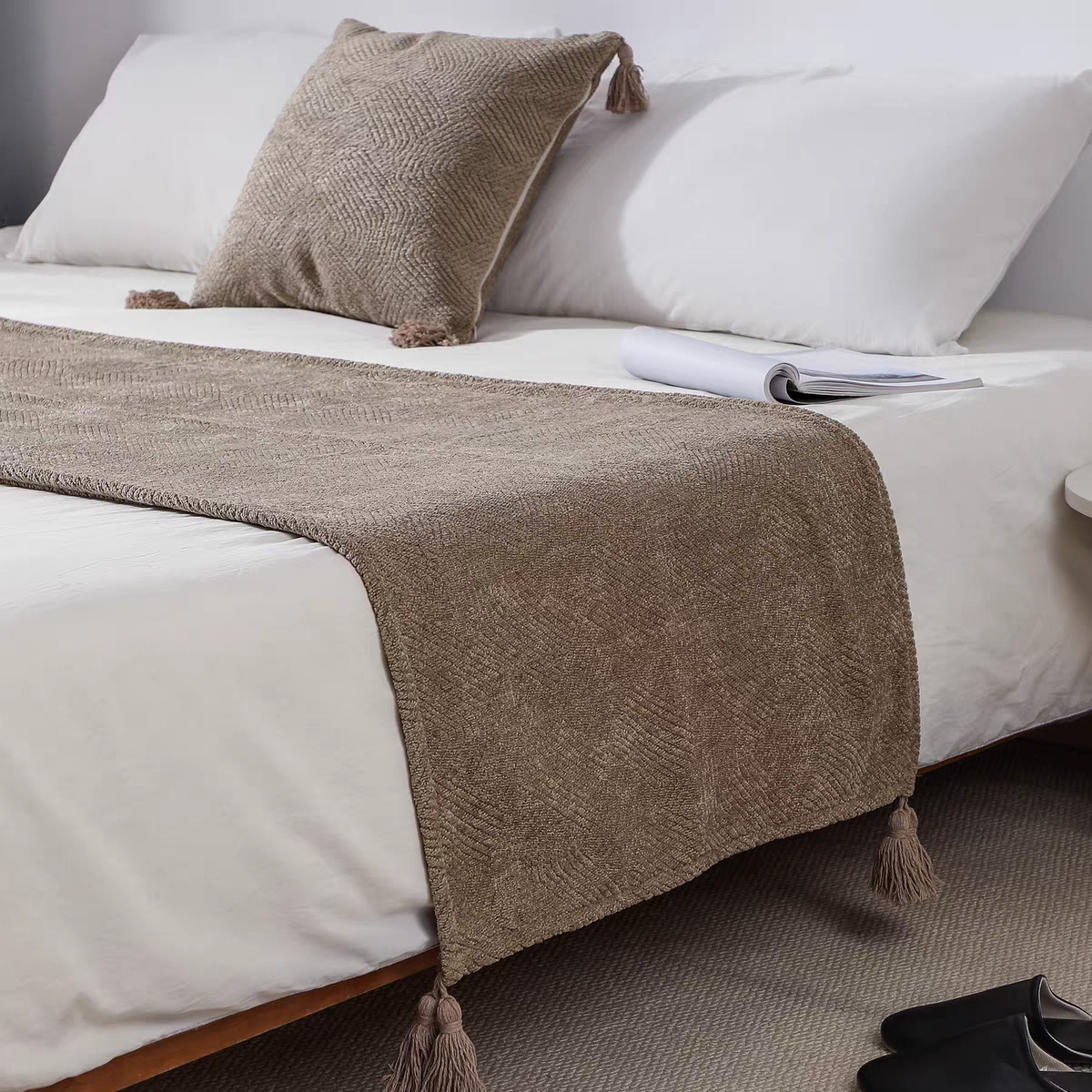 Одеяло для кровати в винтажном стиле ваби-саби, полотенце для кровати, одеяло, постельное полотенце, покрывало, флаг для гостевых домов, отелей, таверн, кофейного цвета, коричневого цвета.