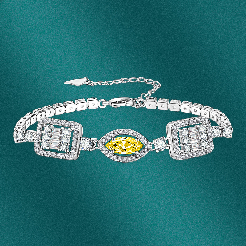 Fashion Rhombus Copper Inlay Zircon Bracelets 1 Piece