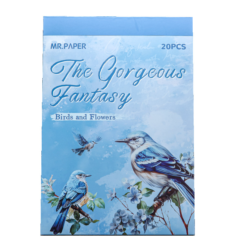 Mr. Paper mate PET calcomanías, hermosa serie de fantasía, ilustración de acuarela, flor y pájaro, tienda de mano, pegatinas decorativas de paisajismo