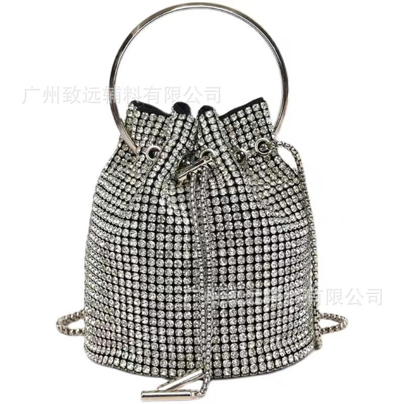 Los fabricantes suministran 5cm negro malla diamante bolsa cubo bolsa moda nuevo 5cm diamante bolsa portátil rhinestone bolsa DIY image 2