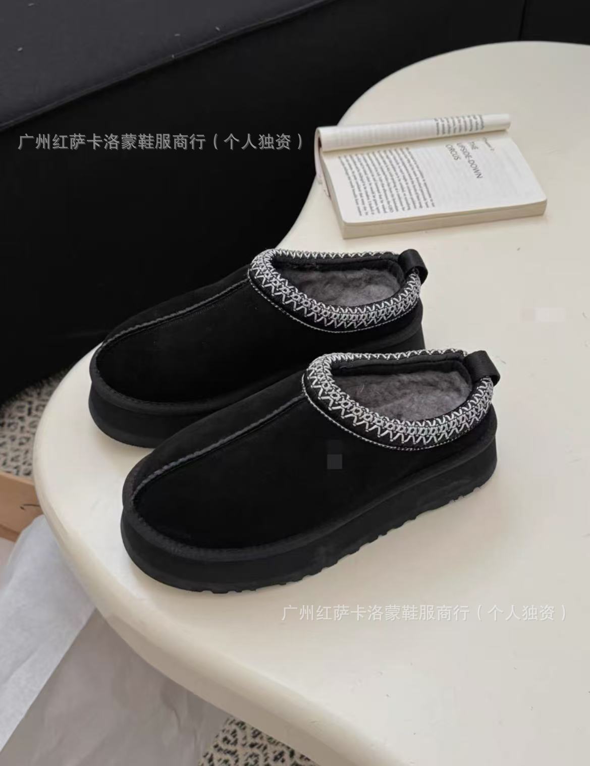 Zapatos Pitian Tazz, botas de nieve nacionales, piel de mujer, zapatillas de algodón con un pie cálido.