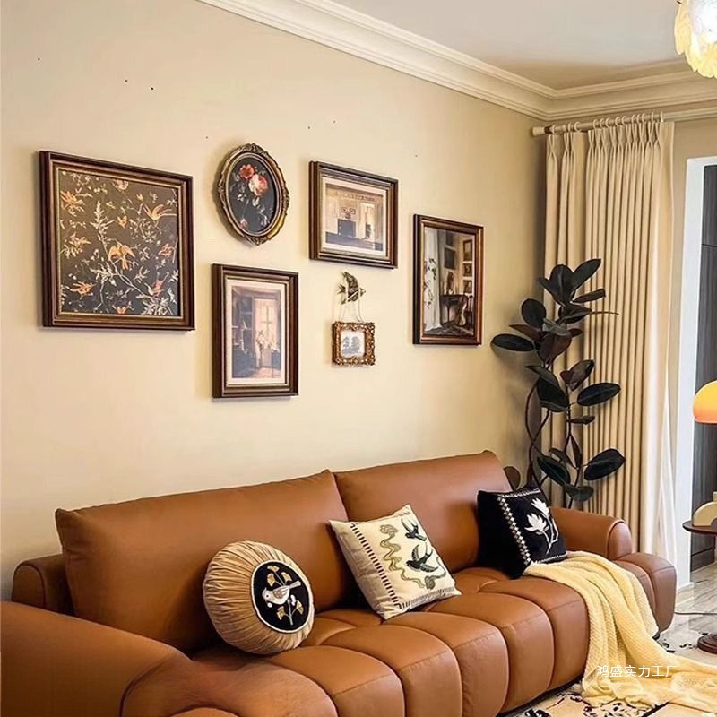 法式挂画美式复古装饰画客厅沙发背景墙中古小众艺术餐厅组合画