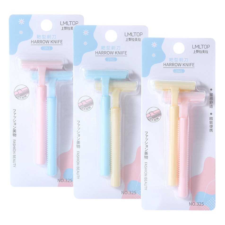 Ramila dos piezas Rake cuchillo antideslizante T-tipo de afeitar de acero inoxidable de la hoja del removedor del pelo axila cuchillo de pelo al por mayor 325