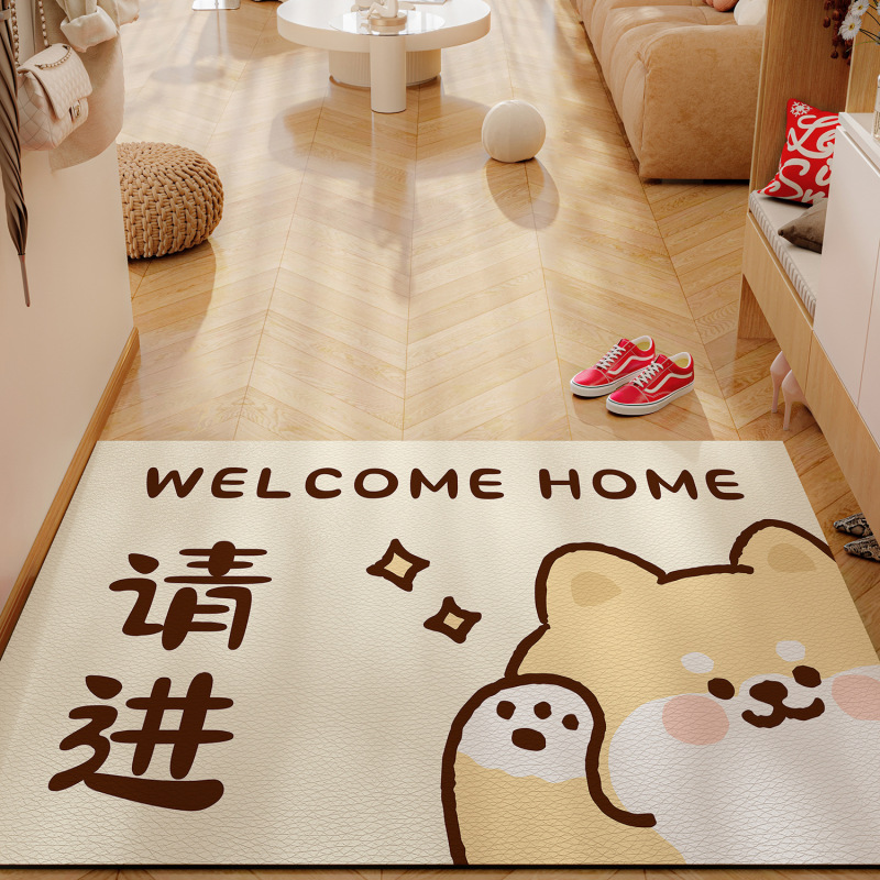 入户门地垫卡通风耐磨防滑玄关地垫可擦免洗PVC进门口皮革地垫|undefined