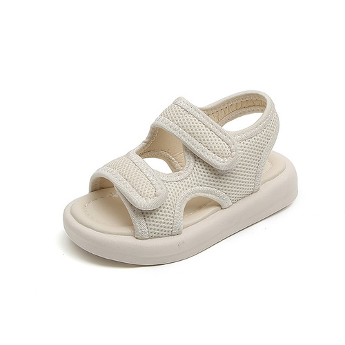 Children's solid soft soled boys' sandals summer girls' mesh single color sandals