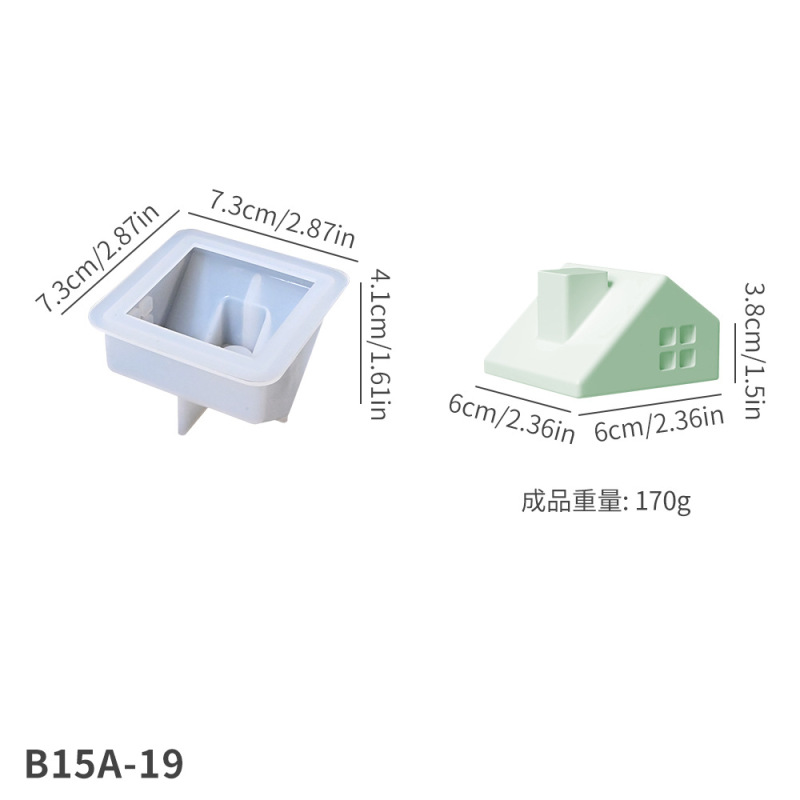 ヨーロッパの煙突ハウス収納瓶接着剤型 DIY アロマセラピー石膏キャンドルカップ蓋付きハウスシリコン型|undefined