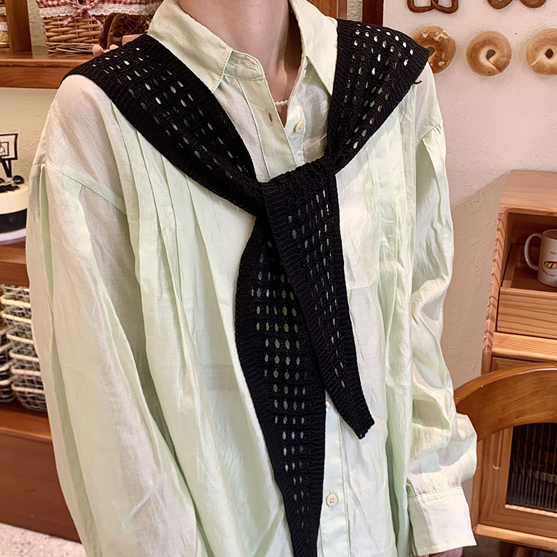 Mantón pequeño de punto exterior con decoración de moda femenina, hombro de habitación con aire acondicionado de alta gama con falda de verano, protector solar, chal hueco