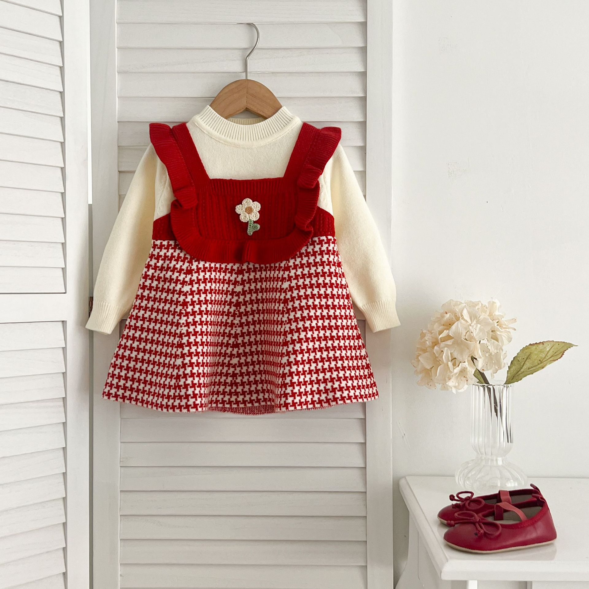 JINYONG 2024 New Cute and Sweet Small Flower Girl's Knitted Dress_voghion.com