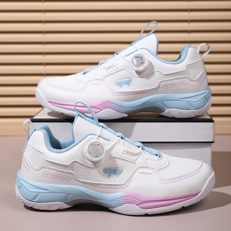 Botón giratorio sin ataduras zapatillas de bádminton antideslizantes profesionales de desgaste de tendón de torón zapatillas deportivas para hombres y mujeres
