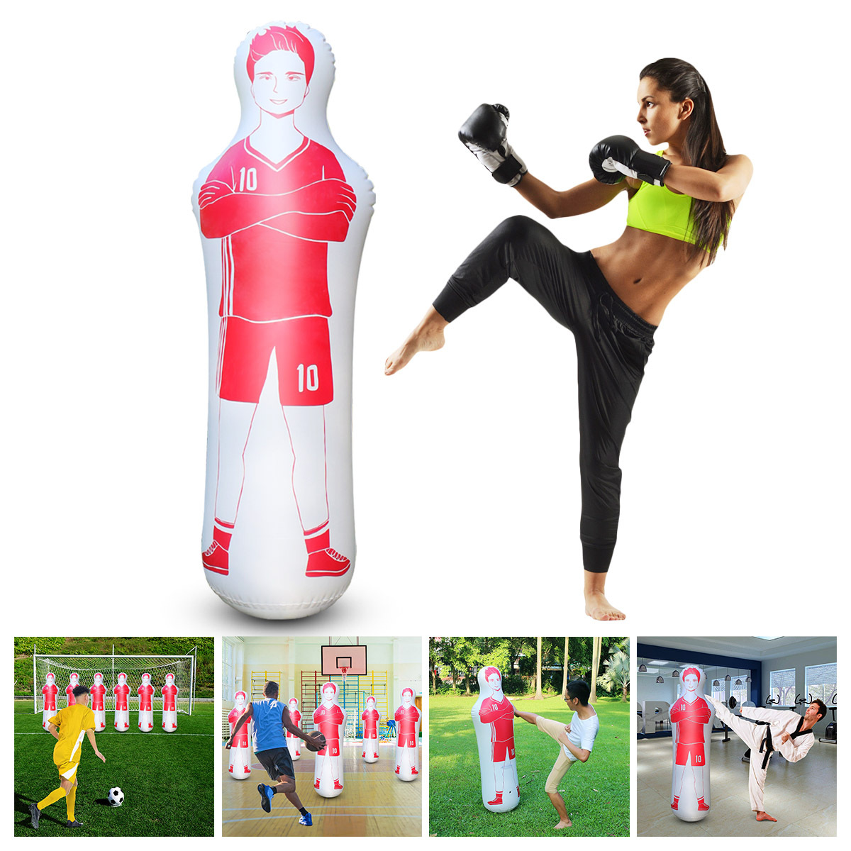 Punto de fábrica juguete de vaso inflable pared de hombre falso accesorios de entrenamiento de fútbol columna de golpe columna de boxeo inflable de dinosaurio