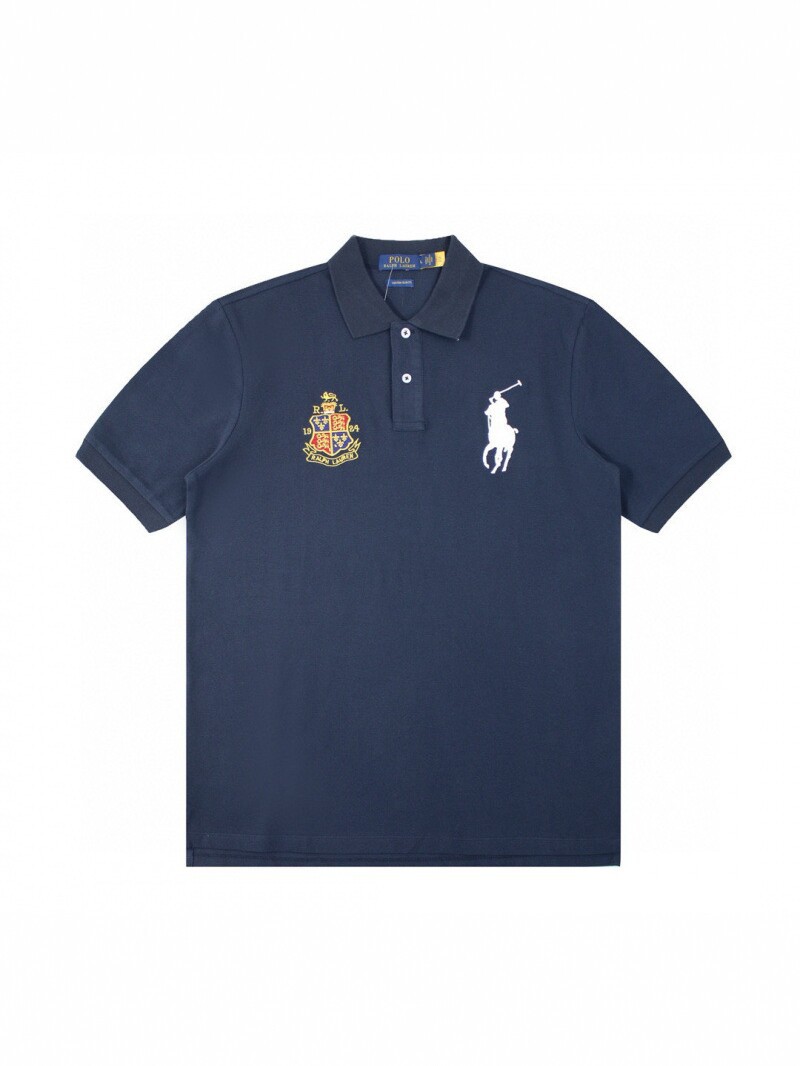 2026 Summer Men's Ralph Lauren Rl Lapel Polo Shirt Short Sleeve Crown Horse Embroidery Quick-Dry Solid Color Top