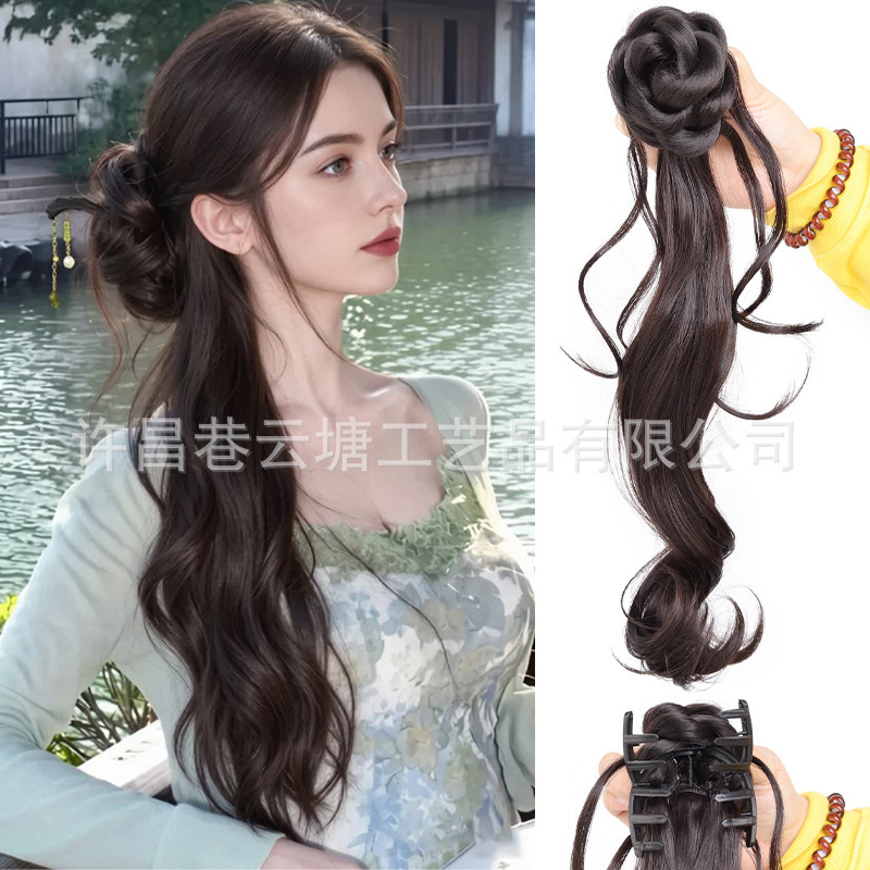 New Chinese-Style Wig Ponytail for Women, Side Ponytail with a Cool Vibe, Wig Clip, Ancient Style Realistic Hair Wig Braid