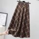 Spring and Autumn Plaid Skirt Women's Vintage New Arrival plus size Mid-Length A- Line Skirt Large Swing Skirt High Waist Slimming Long Skirt Trendy
