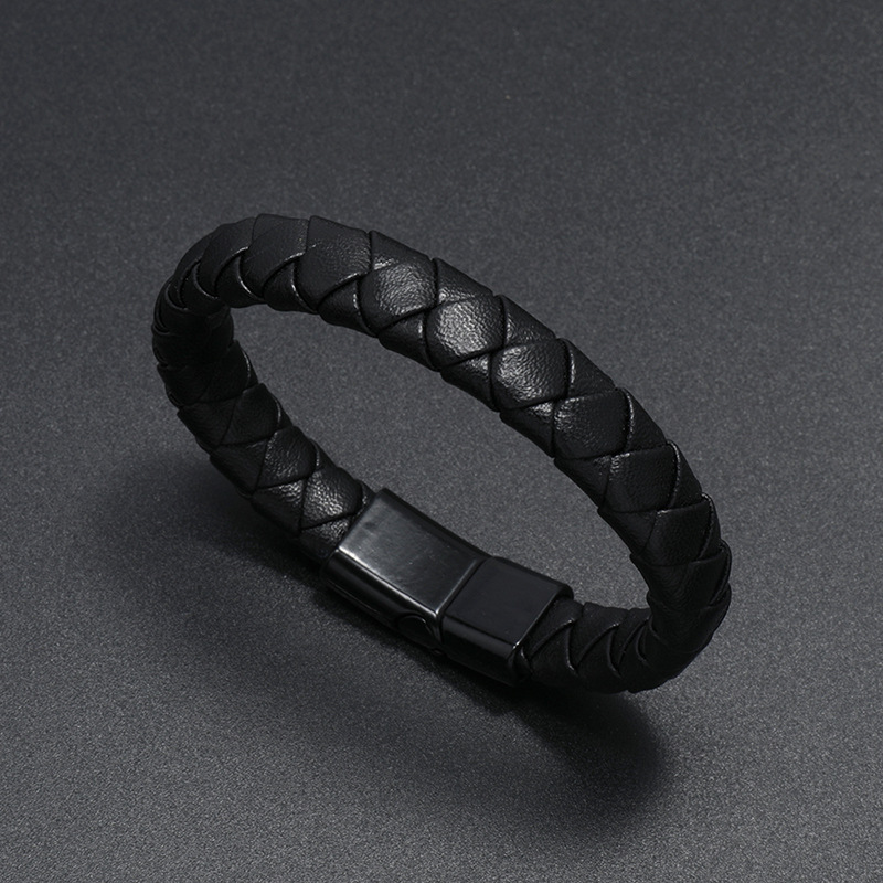 fashion simple woven magnet buckle leather bracelet wholesale