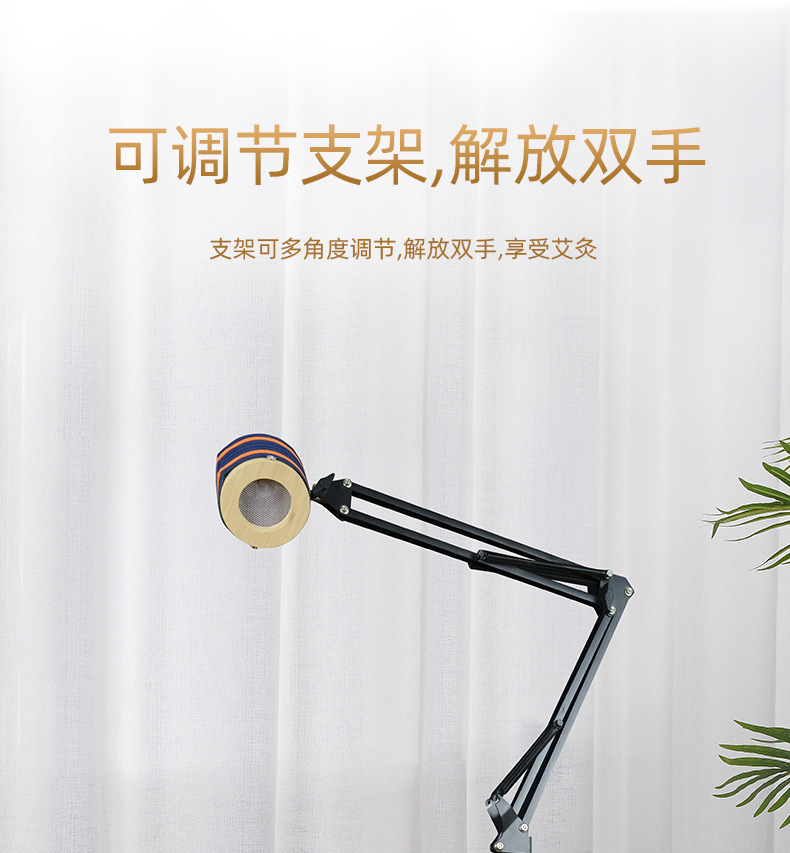 Smokeless Moxa Jar Handheld Moxibustion Box Portable Wooden Ai Jiu Tool with Strap for Home Warming Care in use