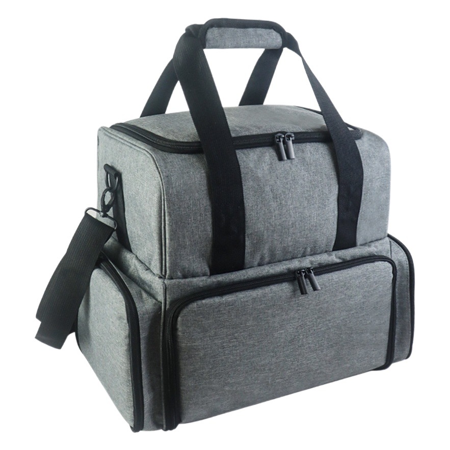 Amazon en stock doble capa esmalte de uñas crossbody bolsa de almacenamiento multifuncional bolsa de cosméticos caja de almacenamiento extraíble bolsa de viaje