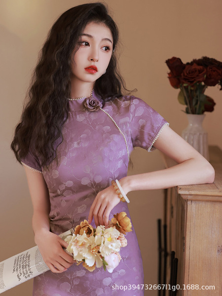 Purple summer retro cheongsam