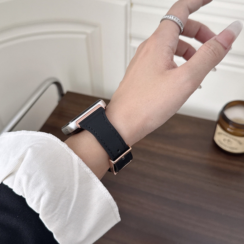 Square Buckle Plain Leather Strap Suitable for Huawei Fit3 Strap Fit4Pro Smart Watch Watchfit2