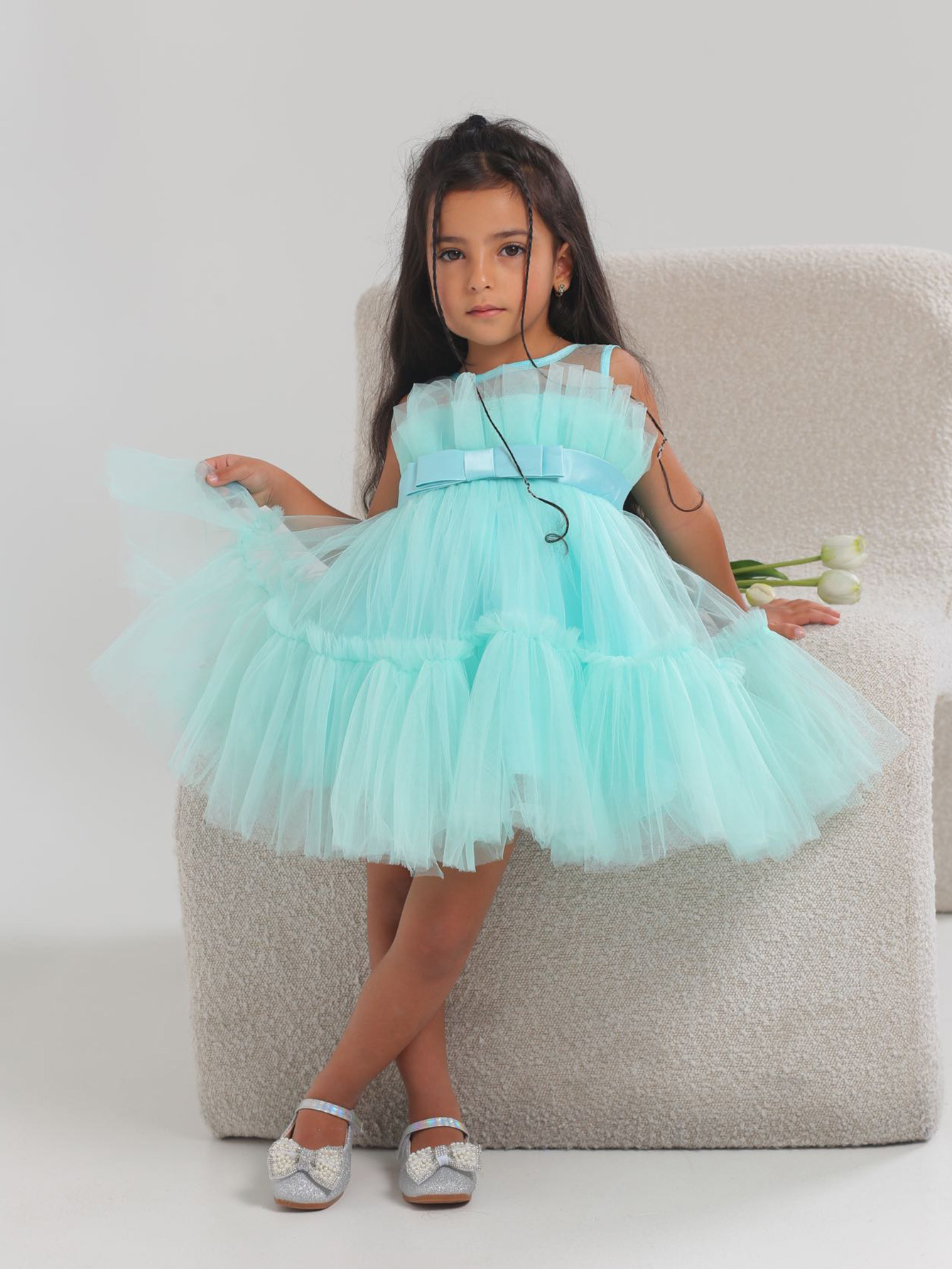 Girls' Dress Puff Mesh Princess Dress New Style Little Flower Girl Catwalk Piano Performance Costume Western Style Host Dress Girls' Dress Puff Mesh Princess Dress New Style Little Flower Girl Catwalk Piano Performance Costume Western Style Host Dress