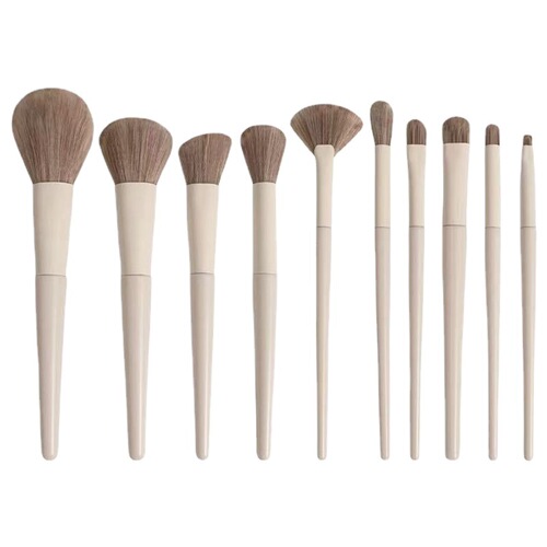 Ten makeup brush set, small milky white zero degree makeup brush, highlight brush, eye shadow brush, soft zero degree beauty tool