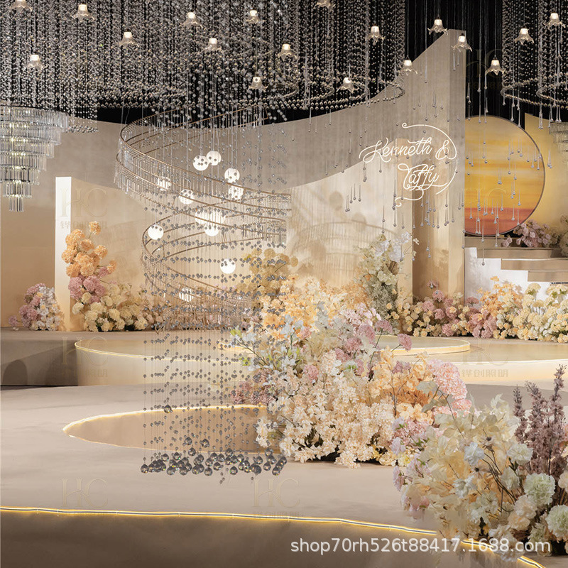 Engineering Wedding Banquet Hall Chandelier, Wedding Hall Lighting Fixtures, Non-Standard Design Crystal Chandelier, Starry Sky Pendant Decoration, Large Chandelier