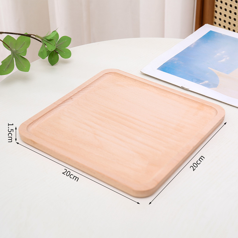 Bandeja de madera maciza estilo japonés, plato rectangular de almacenamiento, plato creativo para frutas, plato de madera de haya para desayuno, bandeja de madera para aperitivos.