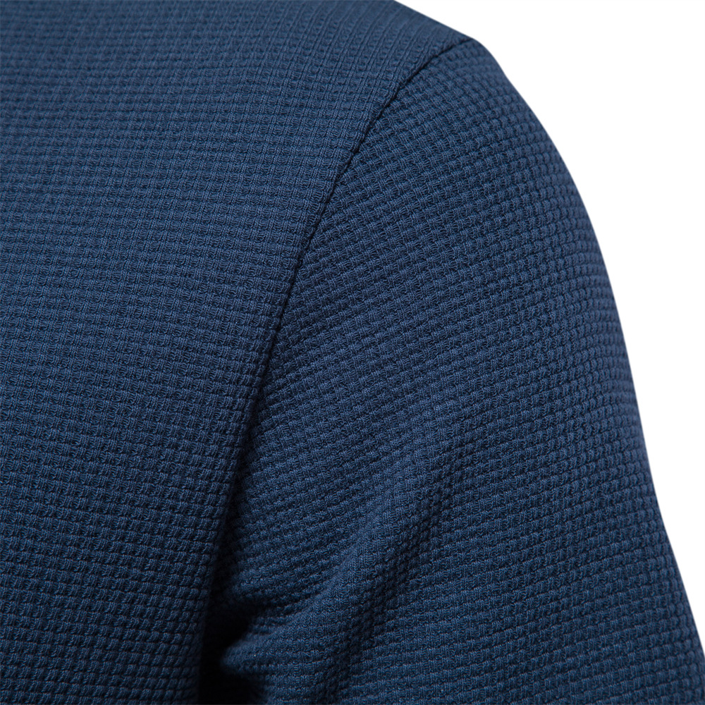 2023 Frühjahr und Sommer neues Waffel-T-Shirt in europäischer Größe mit Rundhalsausschnitt für Herren, hochwertiges Basic-Unterhemd aus einfarbigem Strick_voghion.com