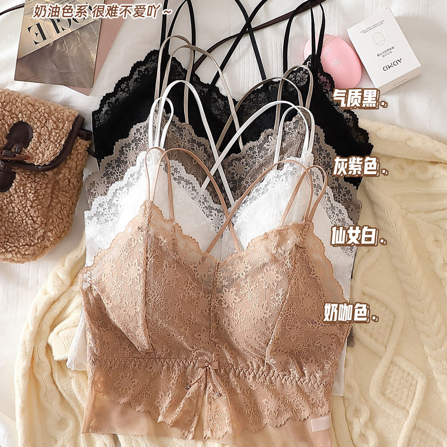 섹시한 레이스 뷰티 백 조끼 가슴 패드 원피스 내베이스 겉옷 플러스 사이즈 속옷을 입은 여성복 프리 브래지어