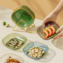 轻奢透明吐骨碟带金边家用食品级餐桌垃圾盘碟高端新款加厚塑料盘