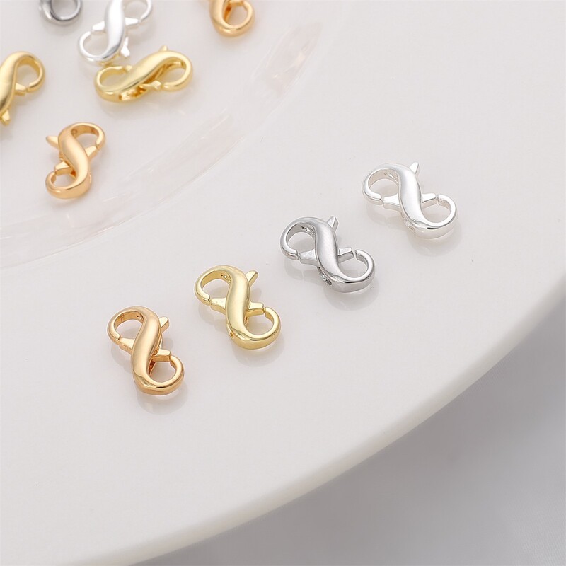 Color-preserving 14K gold 8-character double-open closing link buckle handmade DIY jewelry bracelet necklace double joint buckle material