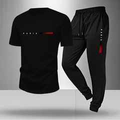 国境を越えた男性スーツ夏服2025新型アウトドアスポーツレジャー通気2点セット独立駅熱売