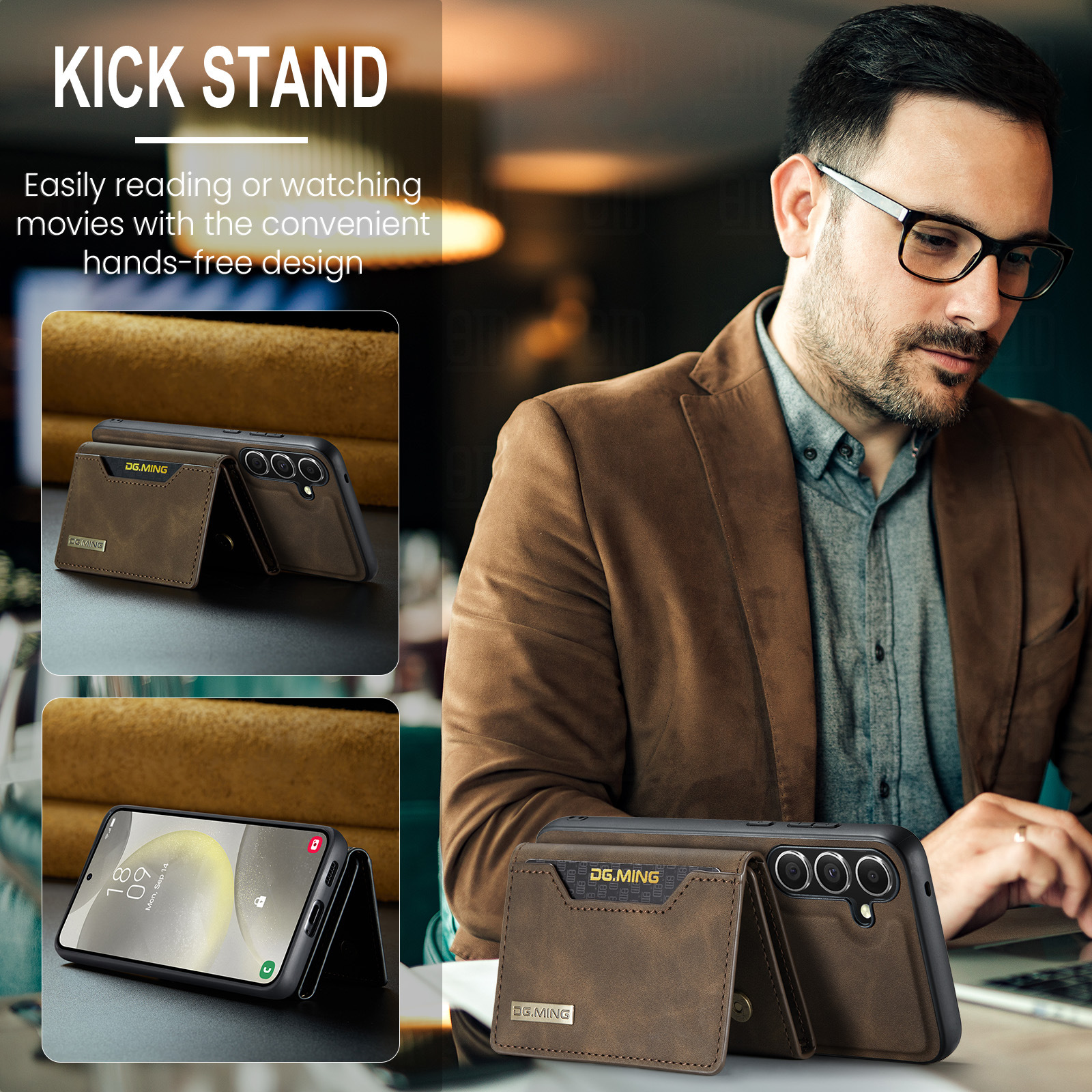 M2 per Samsung S24 custodia protettiva magnetica a tre ante S24 Plus custodia per telefono portafoglio diviso due in uno_voghion.com