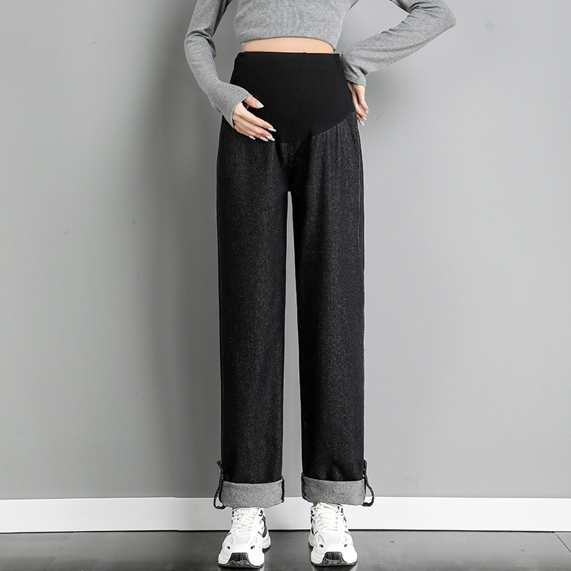 妊婦のジーパンの春と秋の冬のベルベットの夏の薄いゆったりとしたカジュアルな大きいサイズのストレートのカジュアルな9分の長いズボン