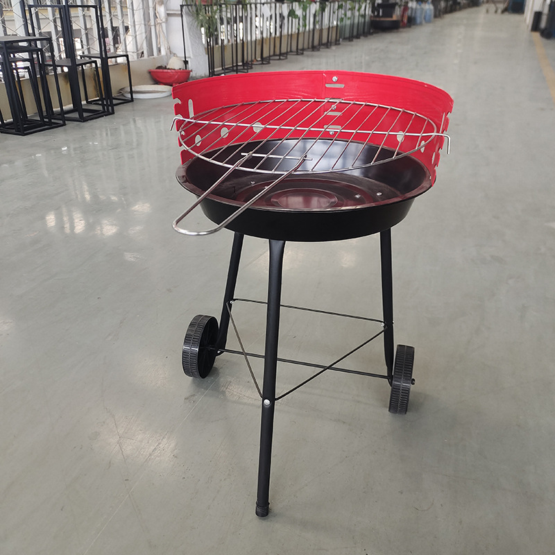 Parrilla de barbacoa portátil al aire libre portátil Parrilla de barbacoa redonda Parrilla de barbacoa de carbón jaula hogar simple Parrilla de barbacoa horno