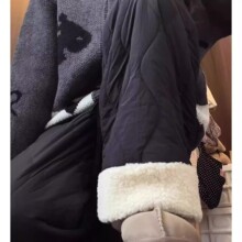 黑色防风棉裤女冬季2024新款休闲保暖加绒摇粒绒菱格毛绒阔腿裤子