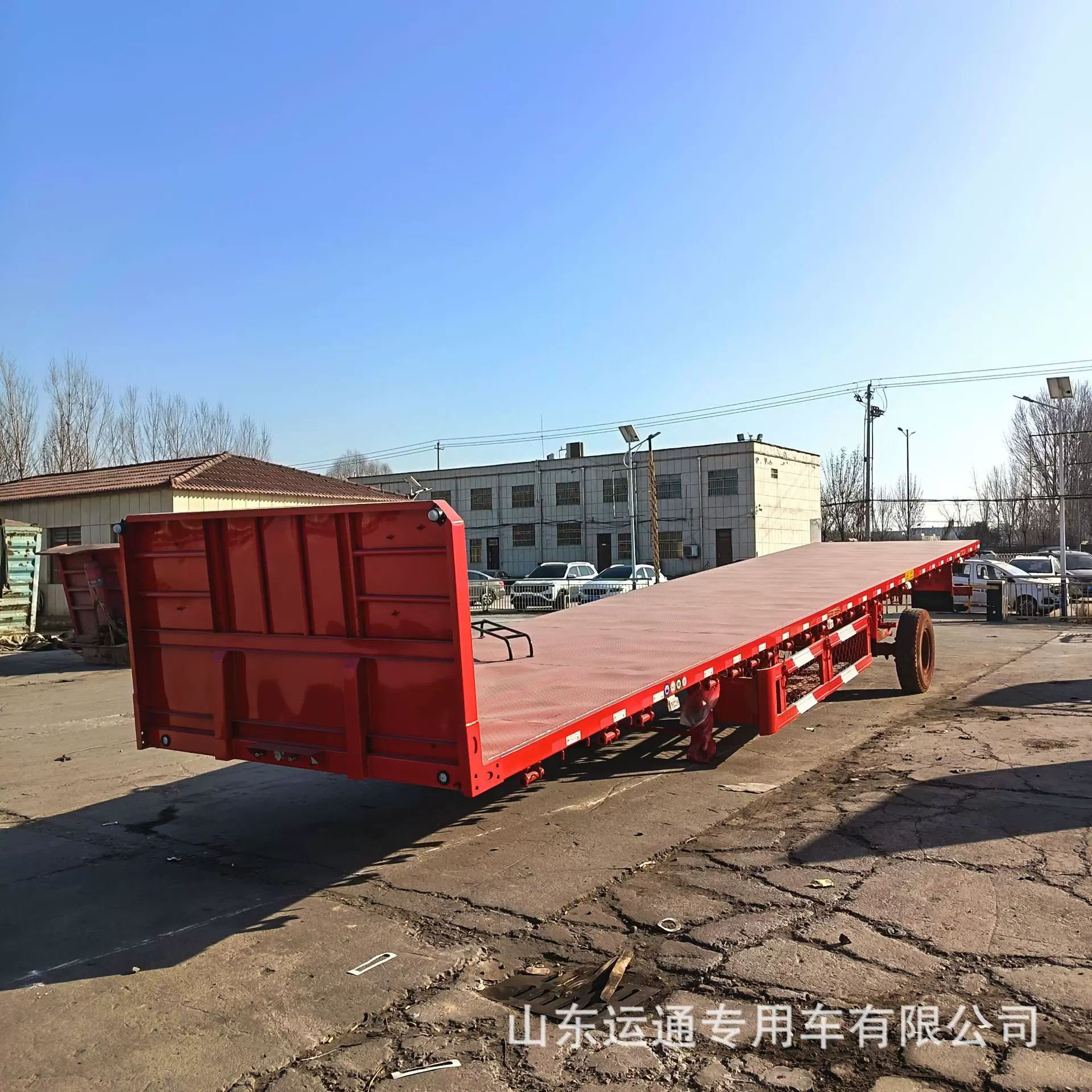 厂家直供13米平板运输半挂车 跨境集装箱平板运输车 直梁三轴平板