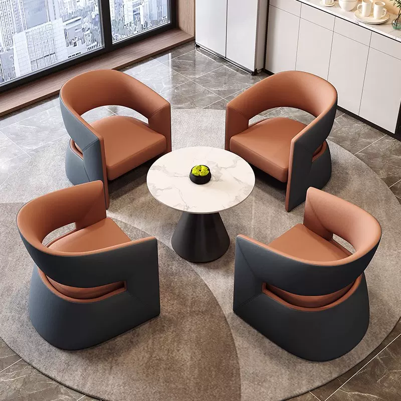 北欧轻奢洽谈沙发桌椅组合办公室休息区卡座沙发咖啡厅单人沙发椅