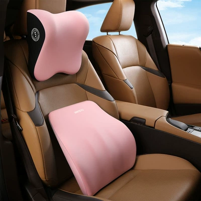 Headrest Car Lumbar Support, Memory Foam - pink-headrest-lumbar-pillow