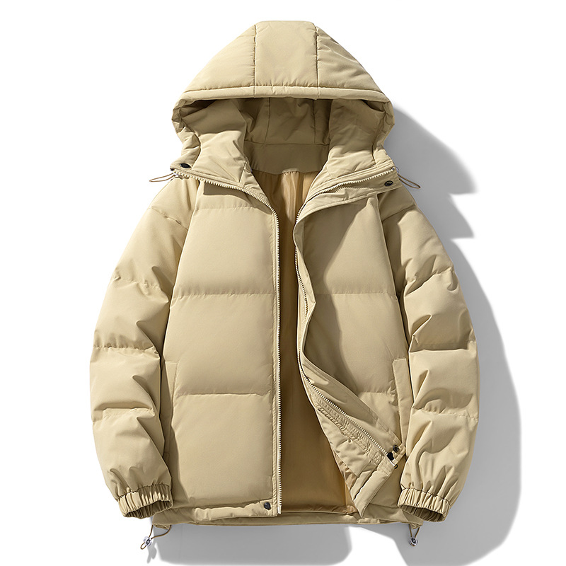 Nuevo algodón transfronterizo de color sólido para hombres con capuchón calentamiento grueso pareja de algodón casual fábrica de chaqueta al por mayor