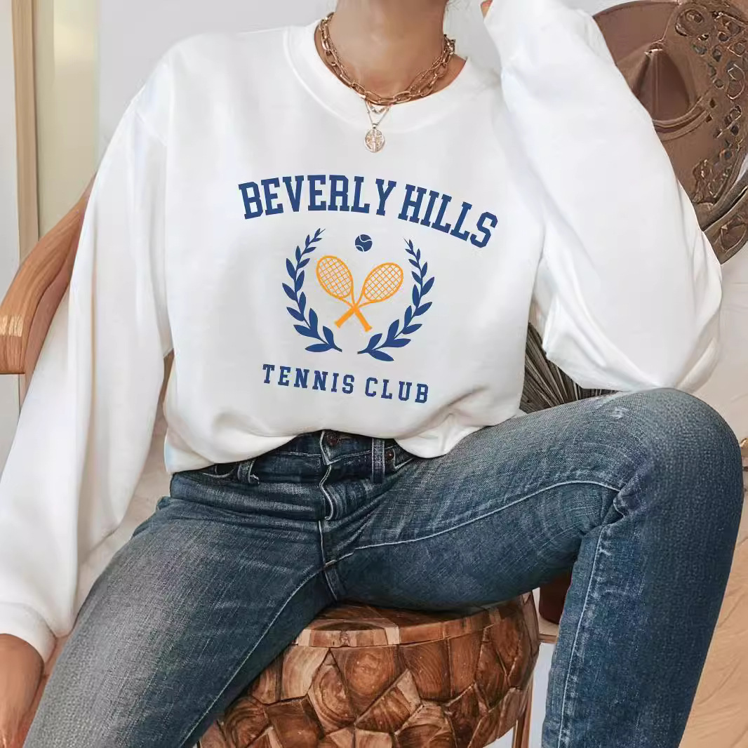 Felpa taglie forti girocollo stampata nuova lettera comoda e ampia per donna motivo colorato_voghion.com