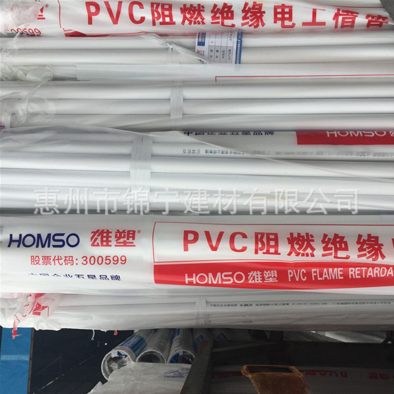 广东雄塑阻燃绝缘PVC电工套管405A16mm-50mm重型管线管预埋线管
